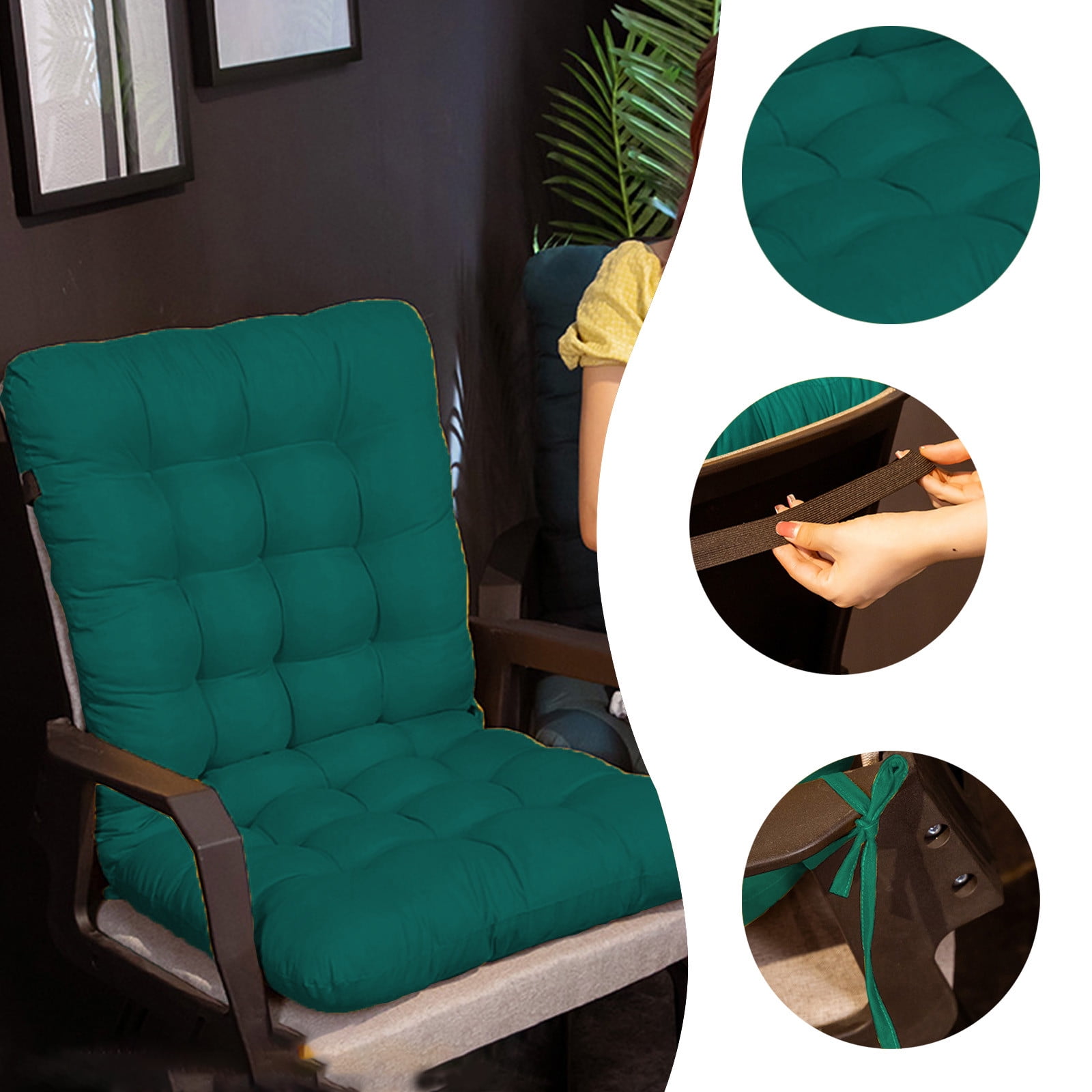 Kezqiaxn High Back Office Chair Cushions 27Inch Rocking Chair Cushion Indoor Outdoor Tufted Corduroy Chair Pads for Living Room Tatami, Rocking Seat Cushion Floor Cushion Green