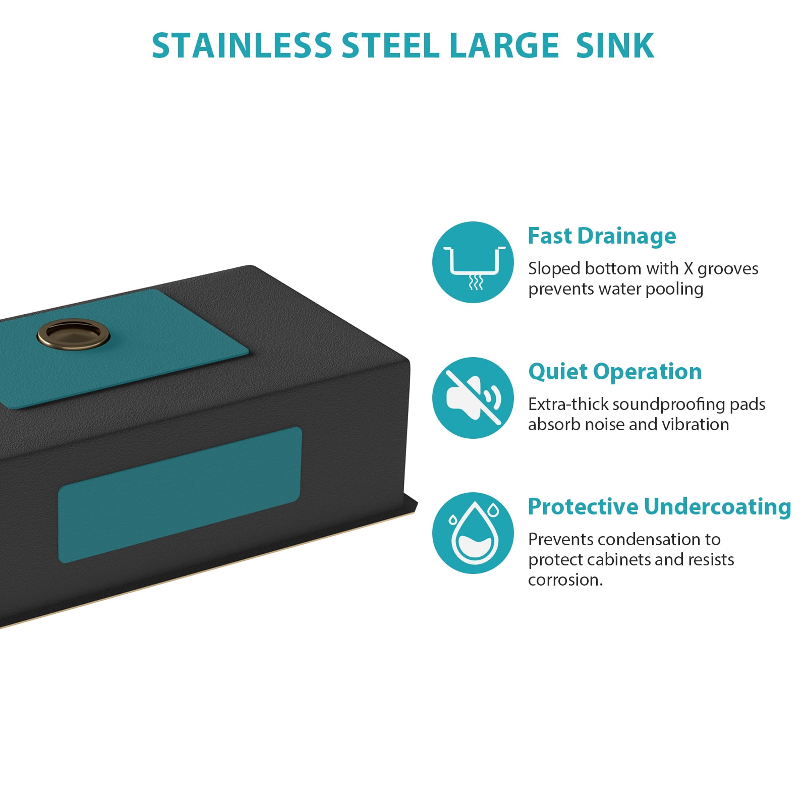Acpouw 33"x19"x9" Gunmetal Black Undermount Kitchen Sink 16 Gauge Single Bowl with Drain Assembly