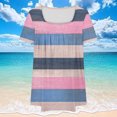thumbnail image 4 of Frostluinai Womens Plus Size Tops Tunic Short Sleeve Striped Shirts Square Neck Pleated T Shirts Loose Fit Blouses Color Block Tees Gifts, 4 of 5
