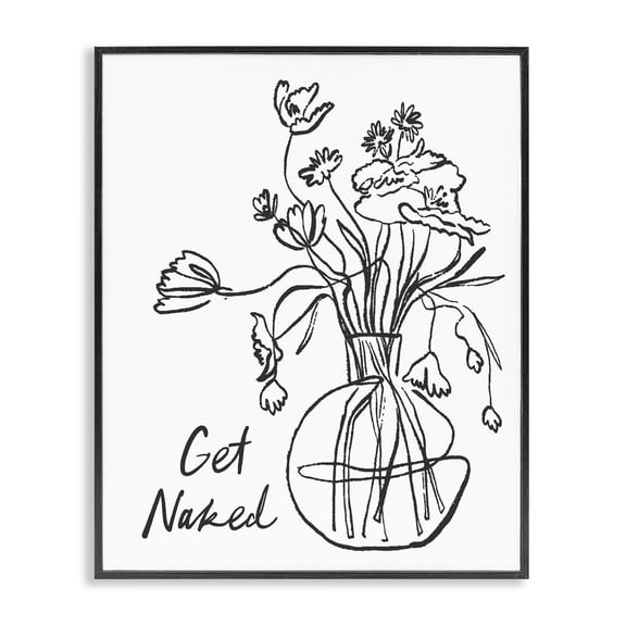 Stupell Industries Modern Get Naked Flower Contour Black Framed Giclee Art, 11 x 14, by Lettered and Lined