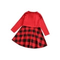 thumbnail image 2 of Seyurigaoka Toddler Girl Christmas Dress Long Sleeve Bow Front Plaid Dress, 2 of 8