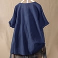 thumbnail image 3 of Hauts d'Entraînement d'Été Grande Taille pour Femmes Mode T-Shirt Uni Col Rond Manches Courtes T-Shirt Assorti T-Shirt Col en V pour Femmes en Liquidation, 3 of 4