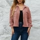 thumbnail image 5 of Chaqueta de Pana para Mujer Informal con Botones Manga Larga Prendas de Vestir Cortas con Bolsillo Color Puro Cuello Vuelto Abrigo Holgado ANGGREK  Otros, 5 of 8