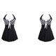 thumbnail image 1 of Sonducket Fiesta en la piscina Sexy espalda descubierta mujeres vestido de baño niñas Chinlon traje de baño señoras traje de baño traje de L, puntos negros 2Conjunto, 1 of 6