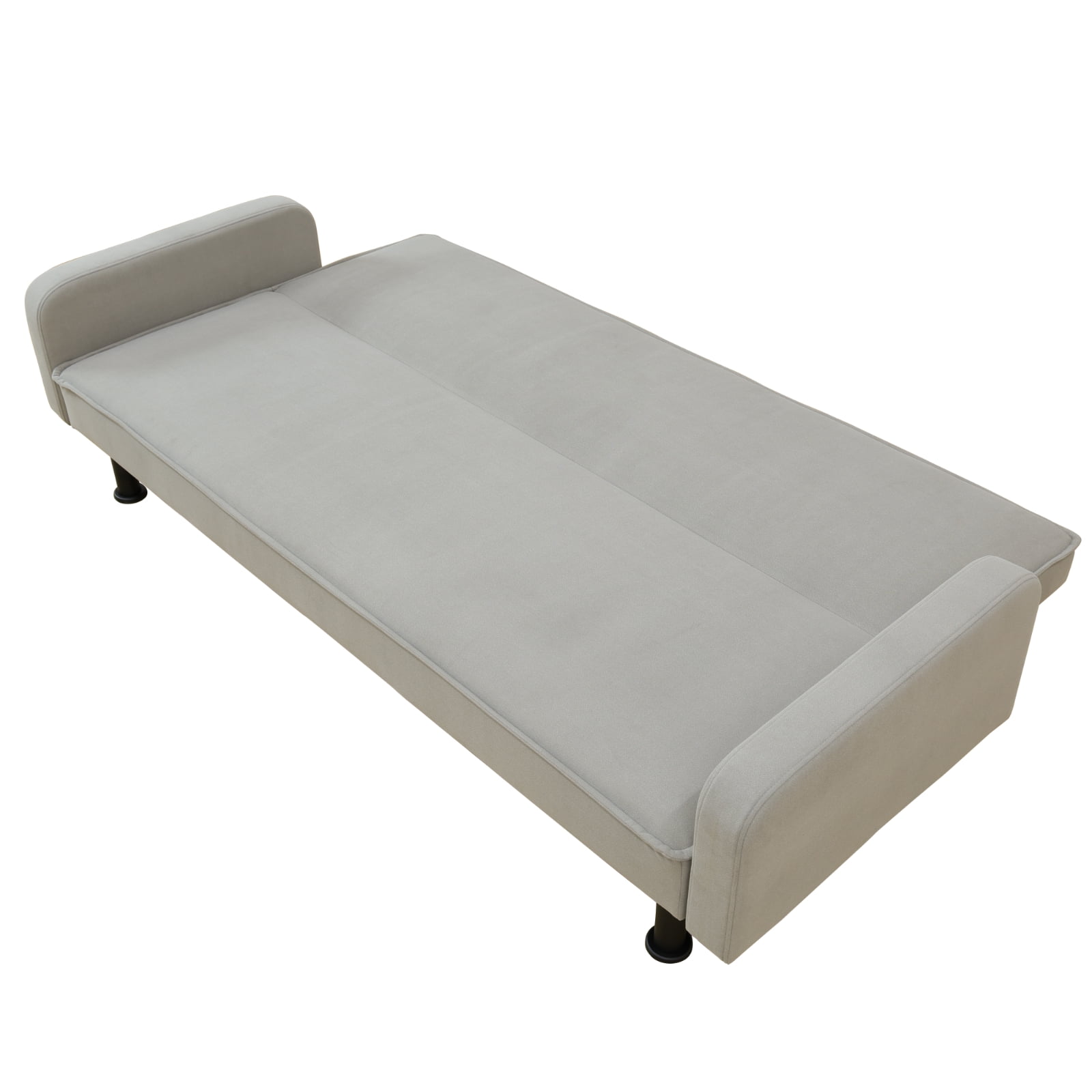 Futon Sofa Bed, Velvet Comfy Futon Couch Bed Convertible Sleeper Sofa with Adjustable Backrest, Light Grey