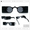 thumbnail image 2 of Keyhole Bridge Rectangle Bar Shape Round Circle Lens Hipster Sunglasses All Black, 2 of 8