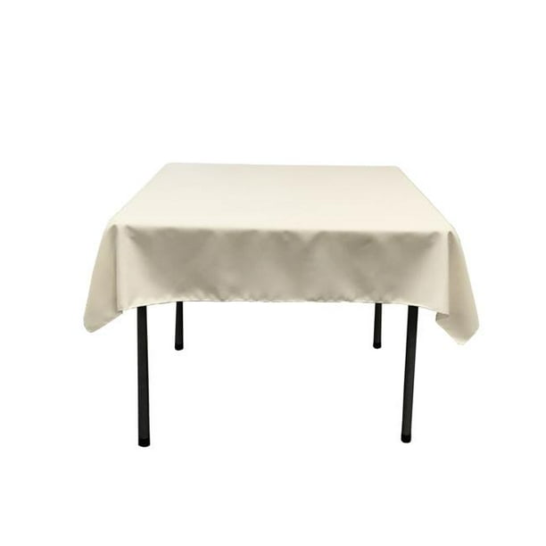 LA Linen TCpop52x52-IvoryP25 Polyester Poplin Square Tablecloth, Ivory ...