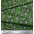 thumbnail image 3 of Soimoi Green Silk Fabric Life Begins After Coffee Text Printed Fabric 1 Yard 42 Inch Wide, 3 of 3