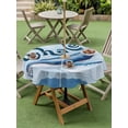 thumbnail image 4 of Outdoor Tablecloths with Umbrella Hole & Zipper, Navy Blue Whale Round Tablecloth 54 Inch, Summer Coastal Bubbles Ocean Waves Waterproof Table Cloth, Patio/Pool/Picnic Table Covers, 4 of 8