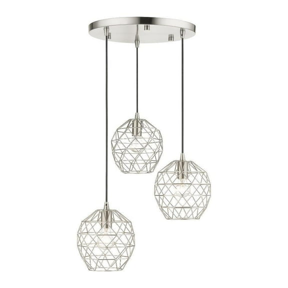 3 Light Pendant in Geometric Style 20 inches Wide By 13 inches High-Brushed Nickel Finish Bailey Street Home 218-Bel-4362996
