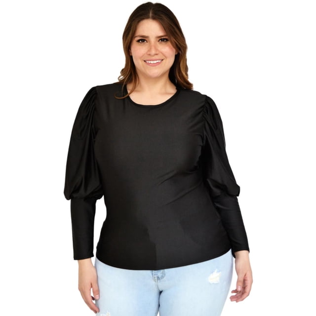 Blusa de puño cerrado Roman Fashion /Tallas Extras, 1809 (Negro) negro 38 Roman Fashion BL-GR-1809-NEGRO