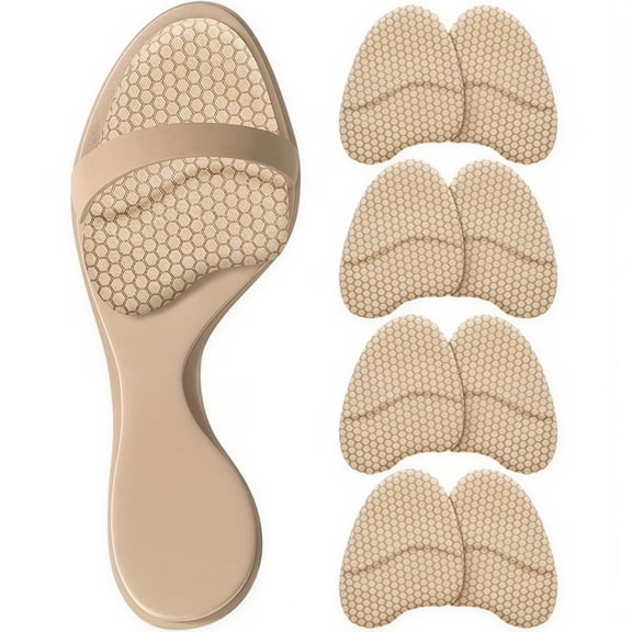 4 Pairs Women Gel Ball of Foot Cushions, Invisible Anti Slip Metatarsal Pads Comfort Inserts for High Heels