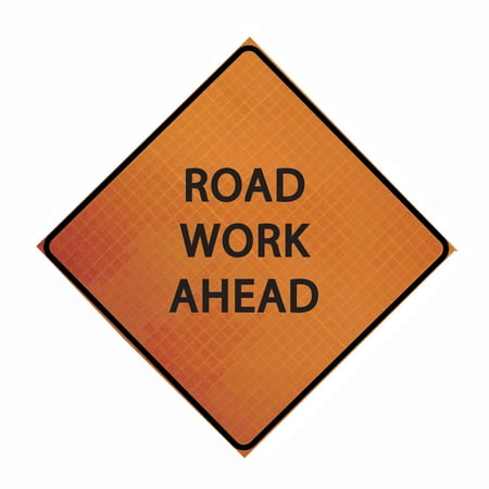 Cortina Safety Products- 07-800-3084 36" Marathon Fluorescent Reflective Rollup, Road Work Ahead