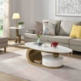 thumbnail image 2 of NEW Modern Nesting Golden Coffee Table Set of 2 End Table for Living Room, Oval and Round Table Set, 2 of 9