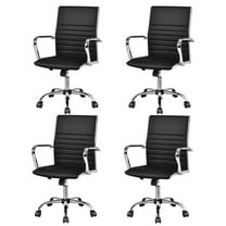 Gymax Set of 4 PU Leather Office Chair High Back Conference Task Chair Black