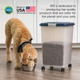 thumbnail image 3 of IRIS 54 Lbs / 69 Qt Airtight Pet Food Storage Container with Attachable Casters, Navy, 3 of 6