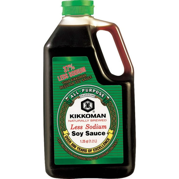 Kikkoman Soy Sauce, Less Sodium, 64 oz