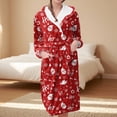 thumbnail image 2 of Women's Fleece Plush Robe Long Warm Plush Bathrobe Loungewear Jacket Printed Comfort Robe, 2 of 5