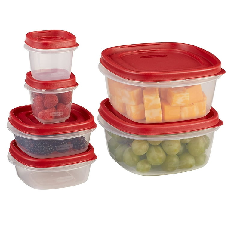 Rubbermaid 7J60 Easy Find Lid Square 2-Cup Food Storage (Pack of 8  Containers), No Size, Red/Transparent