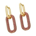 thumbnail image 4 of 1 Pair Woman Earrings Colorful Rhinestone Earring Plating Fashionable Copper Ear Jewelry Decorations for Party Present Gold Red Crystal, 4 of 8