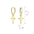 thumbnail image 4 of Bling Jewelry Womens Small Religious Cross Dangle Earrings Rose Gold Plated Sterling Silver Huggie, 4 of 4