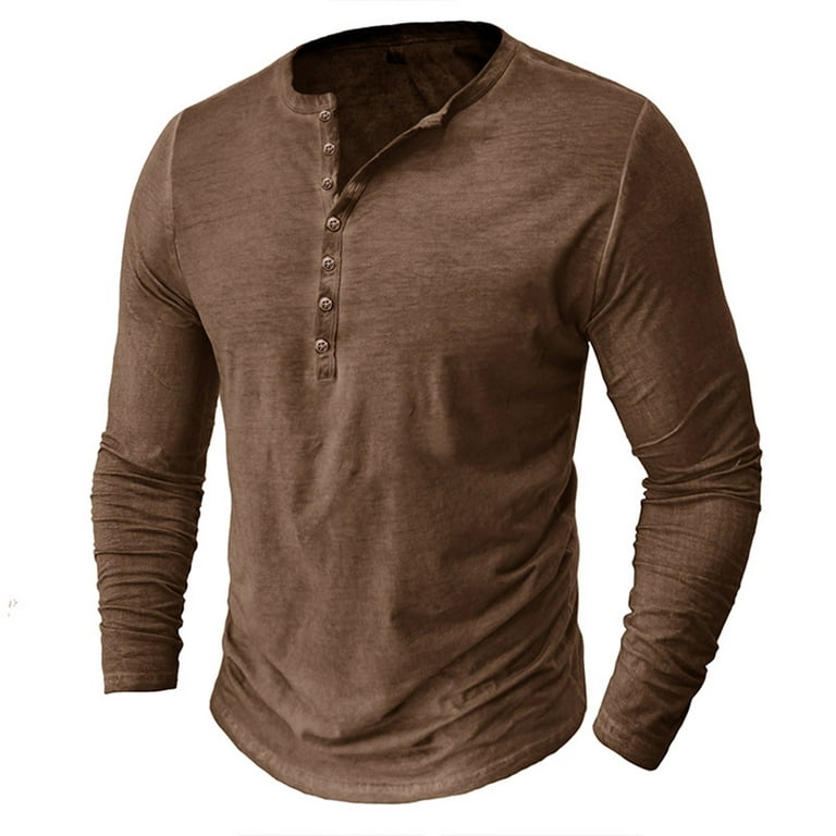 Yievot Fishing Shirts for Men Casual Fashion Khaki 3XL Clearance Men V-Neck  Long Sleeve Pullover Breathable Shirt Solid Blouse Tops 