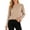 Khaki, variant on Women's Ruffle Hem Crew Neck Cropped Sweater, Long Sleeve Flounce Cuff Soft Knit Pullover, Solid Colors