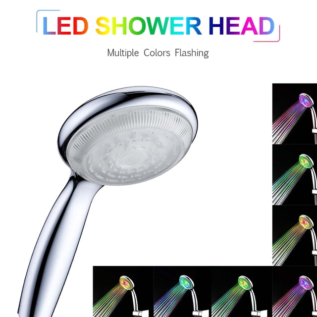 Zootealy LED Hand Shower LED Shower Head Multiple Colors Automatically Color-Changing Showerhead for Bathroom