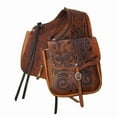 thumbnail image 2 of Leather Saddle Bag Brown Single Strap Floral Tooled Leather Saddle Bag, 2 of 3