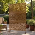 thumbnail image 2 of Tcbosik 76"H x 48"W Metal Outdoor Privacy Screen, Freestanding Decorative Divider for Patio, Deck, Balcony, Garden, Brown, 2 of 8