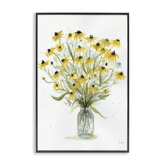 Stupell Industries Black-Eyed Susans Botanical & Floral Painting Black Framed Art Print Wall Art, 12 x 18