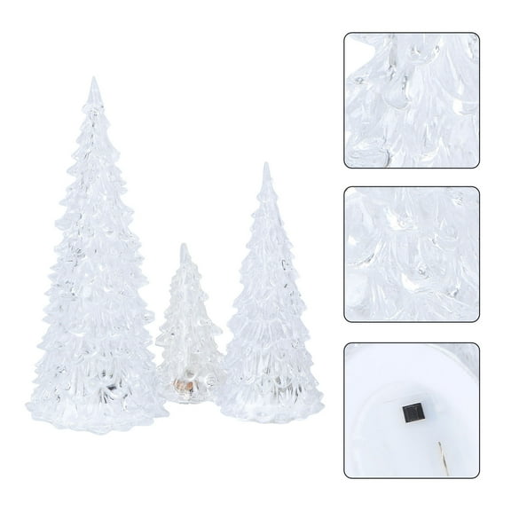 RENACLIPY Artificial Christmas Tree Decor Indoor Glowing LED Lighted Tree Set 3 Pieces Holiday Home Decoration