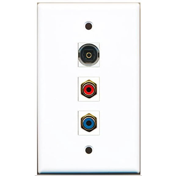 RiteAV - 1 Port RCA Red and 1 Port RCA Blue and 1 Port Toslink Wall Plate