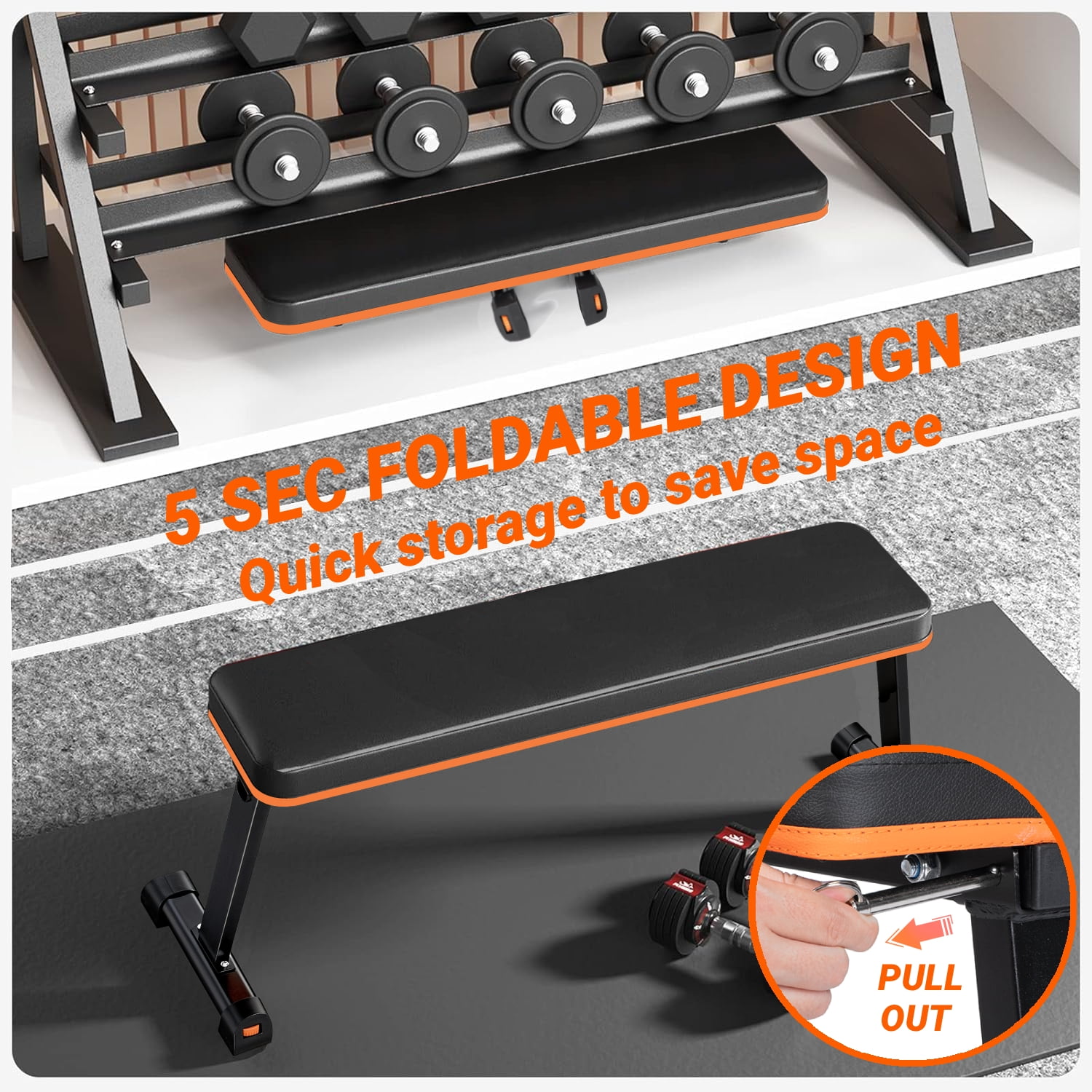 Weight Bench,Blacksmith Foldable Flat Bench with 600lb Capacity for AB and Full Body Exercises,Workout Bench for Home GYM