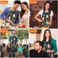 thumbnail image 4 of Pioneer Flower Floral Print Pattern Apron-Garden Aprons for Women with Pockets-Cotton Linen Waterproof Kitchen Cooking Gardening Aprons Adjustable for Kitchen,Cooking,BBQ and Salon 33x27 Inch, 4 of 7