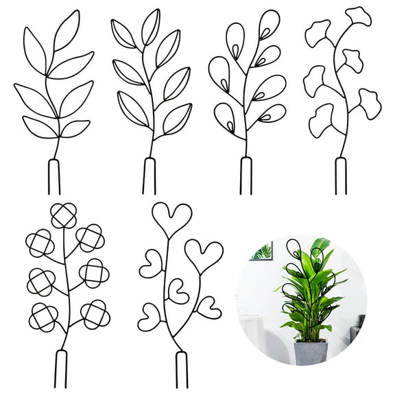 6PCS Plant Trellis Indoor for Potted Plants, 15.4 Inch Metal Garden Plant Stakes for Climbing Plants Indoor Outdoor, Small Pot Supports Trellis for Houseplant Vine lvy Flower Plant