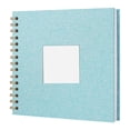 thumbnail image 5 of 8 Inch Linen Photo Album with Front Window - DIY Blank Scrapbook Memory Book for Family Wedding Travel - Light Blue Cloth Hardcover Album, 5 of 5