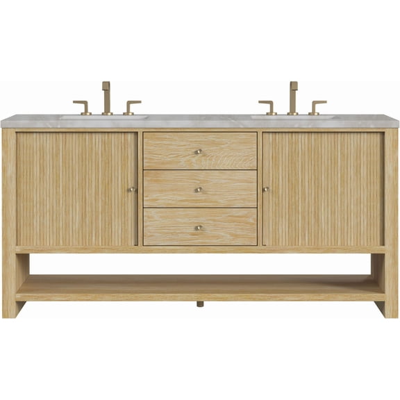 James Martin Vanities D404-V72-3Vsl Marigot 72" Double Basin Wood Vanity Set - Sunwashed