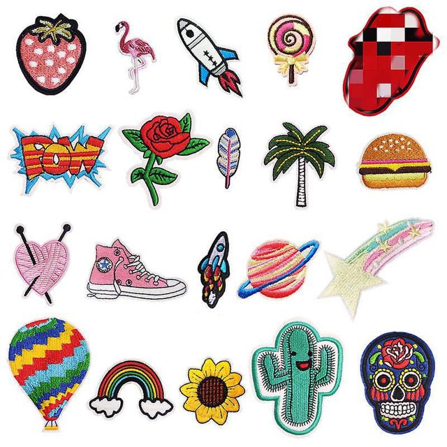 20pcs Parches Thermocollants, Parches Appliqus Brods Autocollants Fleurs Cousues Sur Patches Et Badges Patches De Rparation De Tissu Pour Enfants Vtem