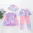thumbnail image 3 of JAJAHO Girls Swimsuit For Kids Full Coverage Long Sleeve Rash Guard With Skirt Leggings Swim Cap 3 Piece Set For 3-12 Years Trendy Swimwear, 3 of 7