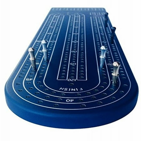 Aluminum Cribbage Board Quality Blue Cribbage Board by Gapple, Durable Aluminum Material, Precise Engraving, Gorgeous Anodized Finish, Color Variety, Metal Scoring Pegs and Convenient Peg Storage ()
