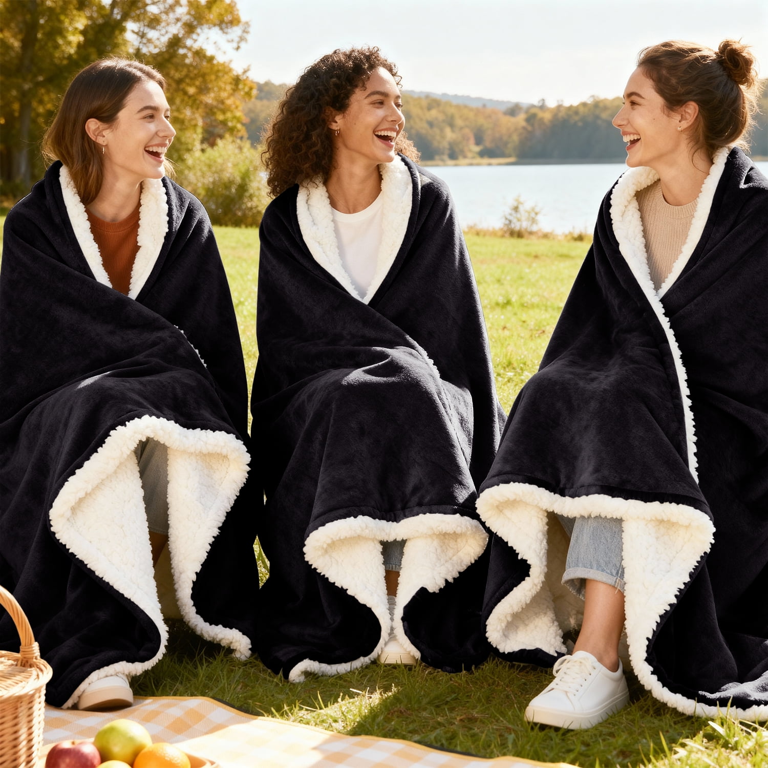 IR Imperial Rooms Wholesale Sherpa Fleece Blankets 12-Packs Warm & Soft Plush Washable Lightweight Cozy for Charity & Gift Black Twin Size