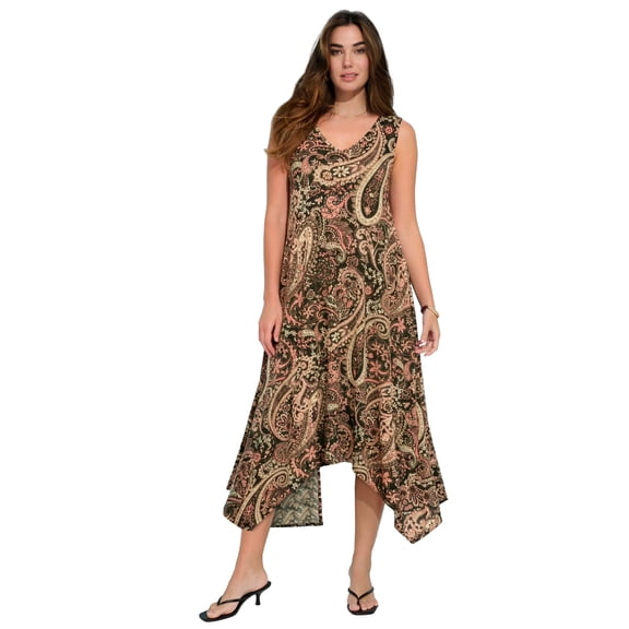 Roaman's Women's Plus Size Stretch Knit Mid Length Sleeveless Swing Dress
