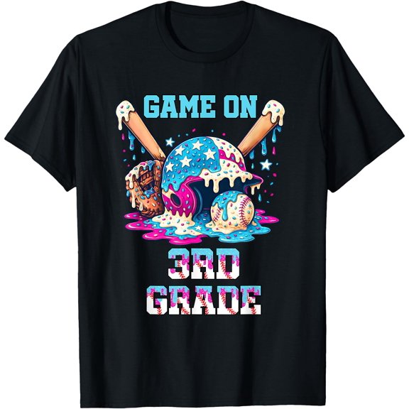 Back To School Game On Third Grade Baseball First Day Boys T-Shirt