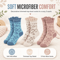 thumbnail image 2 of Girls Microfiber Boot Socks, 3 Pack, Trimmed Top Soft Cushioned Crew Socks, BLUE, L, 2 of 8