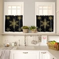 thumbnail image 2 of Christmas Snowflake Kitchen Curtain 2 Panels Tiers Curtains 24 Inch Length, Gold Black Xmas Winter Holiday Curtains Rod Pocket Curtains Window Drapes Treatment Window Cafe Curtains 55''''x24'''', 2 of 5