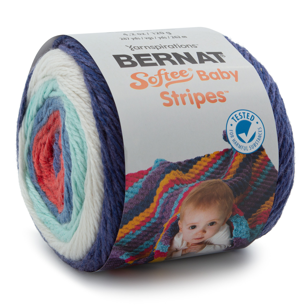 Bernat Softee Baby Stripes Soft Yarn for Knitting, Crochet, Blanket, 3