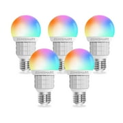 Zemismart WiFi Smart Light Bulb, Matter-Certified, RGBCW Dimmable LED Bulb, Work with Google Home, E27 7W LED Color Changing Light Bulb, Compatible with Smartthings/Home App, 5-Pack