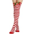 thumbnail image 3 of Christmas E Bridal Wedding Stockings Winter Stockingschristmas Bow Thigh High Long Stockings Over Knee Socks Christmas Cosplay Party Costumes Socks Knee High Long Striped Stocking Socks, 3 of 4