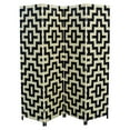 thumbnail image 1 of 70.75" Tall 4-Panel Screen / Room Divider with Paper Straw Weave design, Black and Natural, 1 of 2